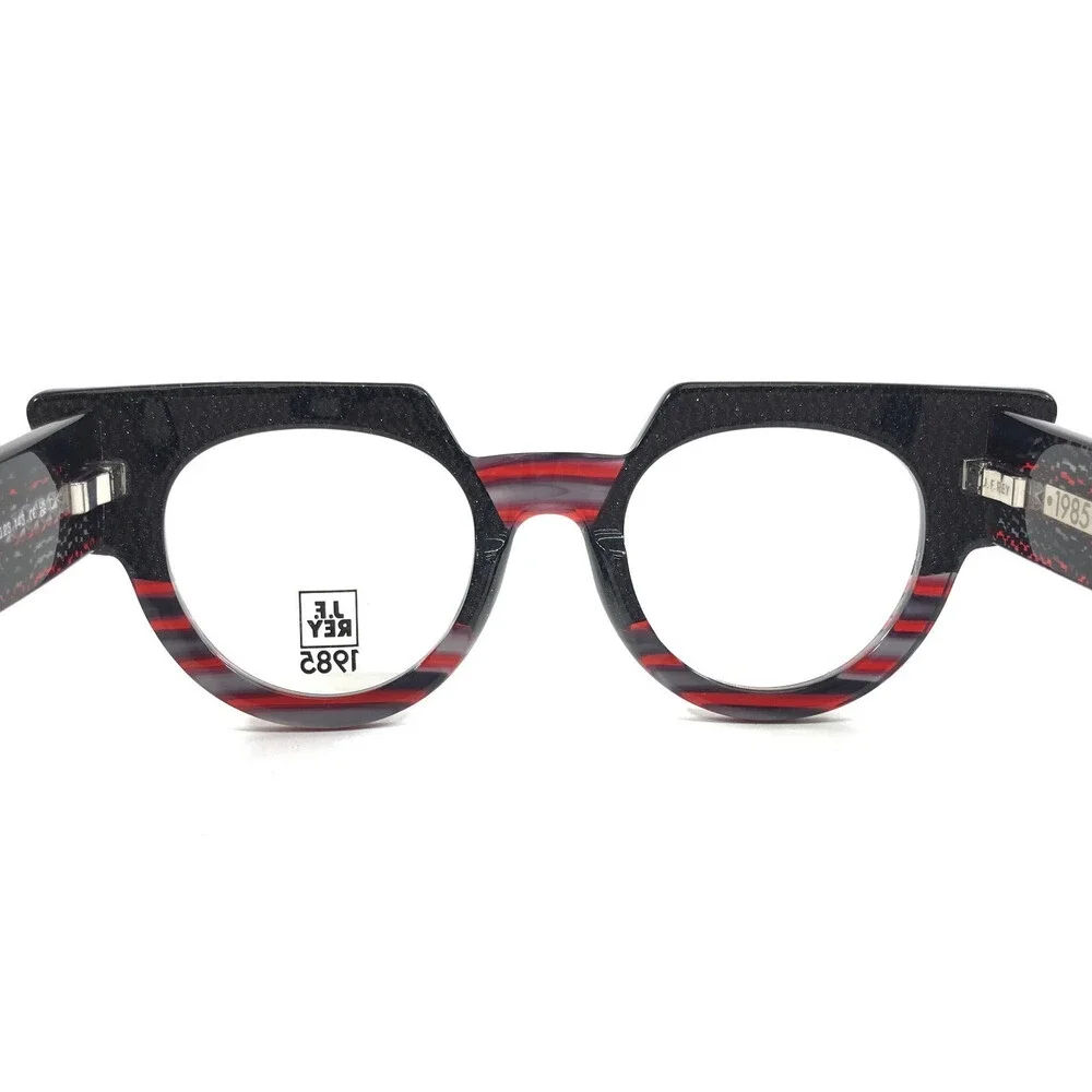 J. F. Rey Eyeglasses Frames CAROLINA 0830 Black Red Round Full Rim 49-23-143